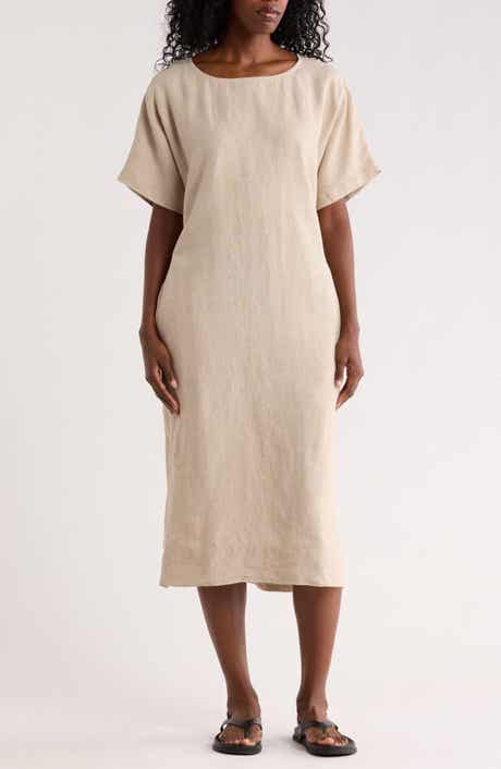 Eileen Fisher Jewel Neck Linen Dress