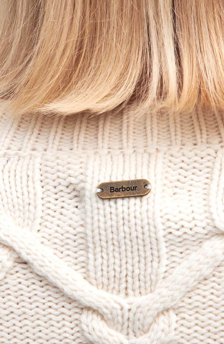 Barbour Lorelei Cable Wool Blend Cardigan, Alternate, color, Ecru Beige