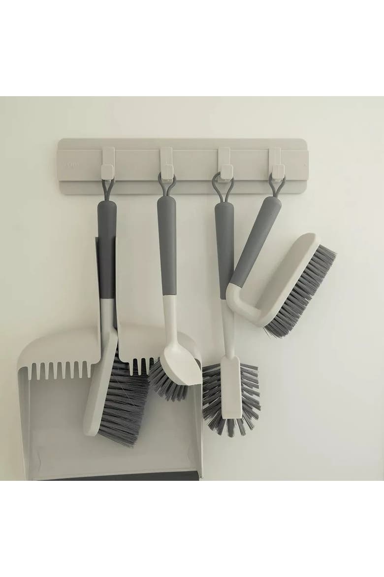 Wall Mounted Self Adhesive Hook Rack with 4 Adjustable Sliding Hooks, Alternate, color, Beige