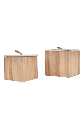 Sonoma Sage Home Set Of 2 Brown Wooden Decorative Keepsake Boxes In Brown