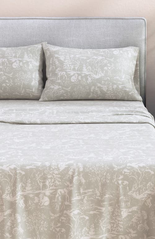 Woven & Weft Cheerful Christmas 4-piece Flannel Bed Sheet Set In Neutral