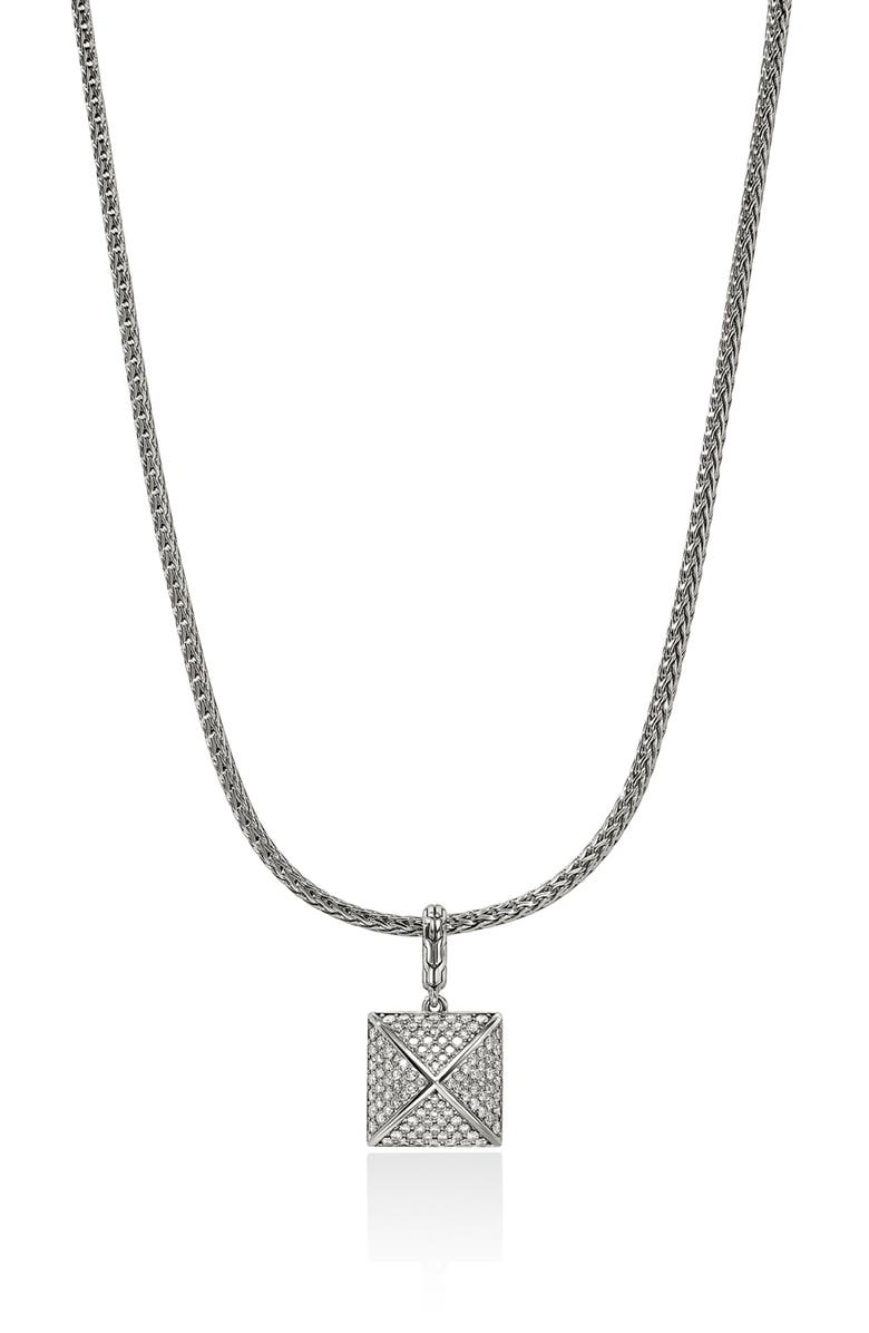 John Hardy Icon Stud Pendant Necklace, Sterling Silver, Diamonds, Main, color, Silver