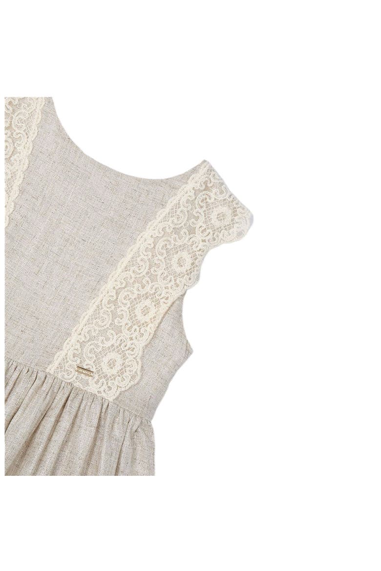 Linen Ornamental Sleeveless Dress, Alternate, color, Ivory
