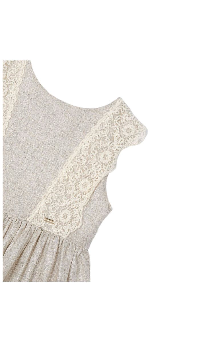Mayoral Linen Ornamental Sleeveless Dress, Alternate, color, Ivory