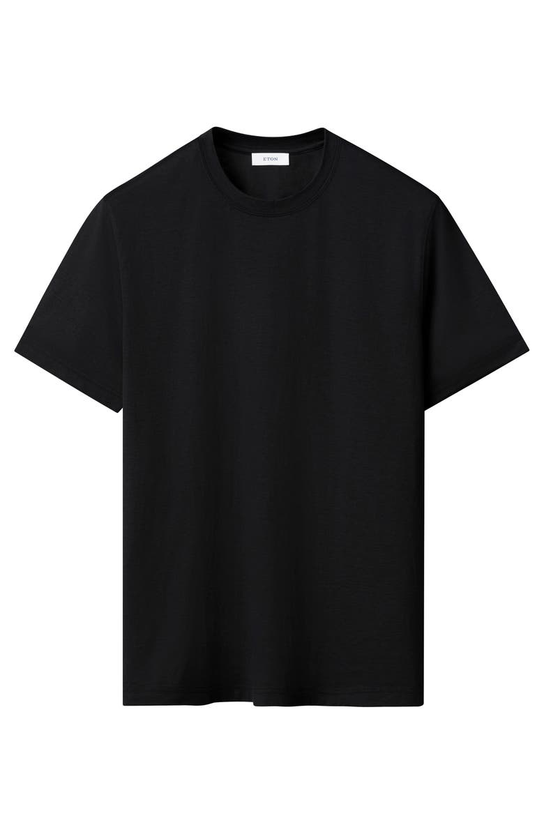 Eton Silk & Cotton T-Shirt, Alternate, color, Black
