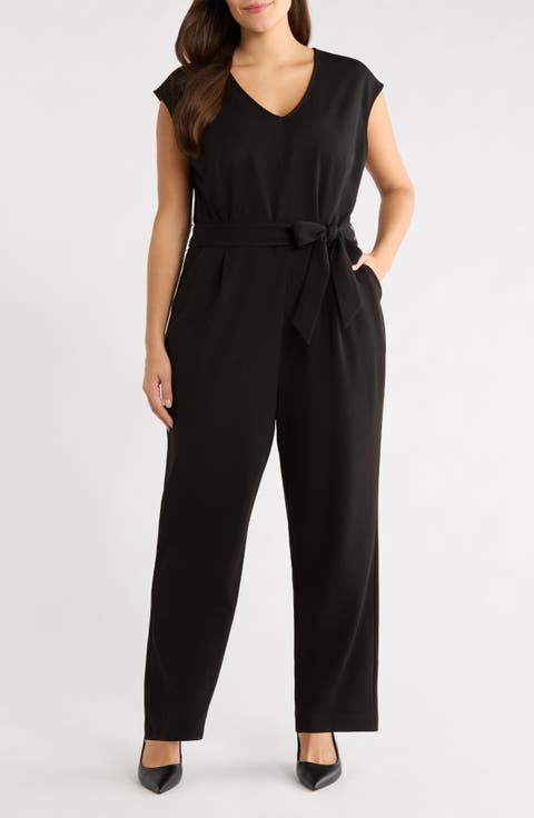 Dot Tie Waist Crop Jumpsuit