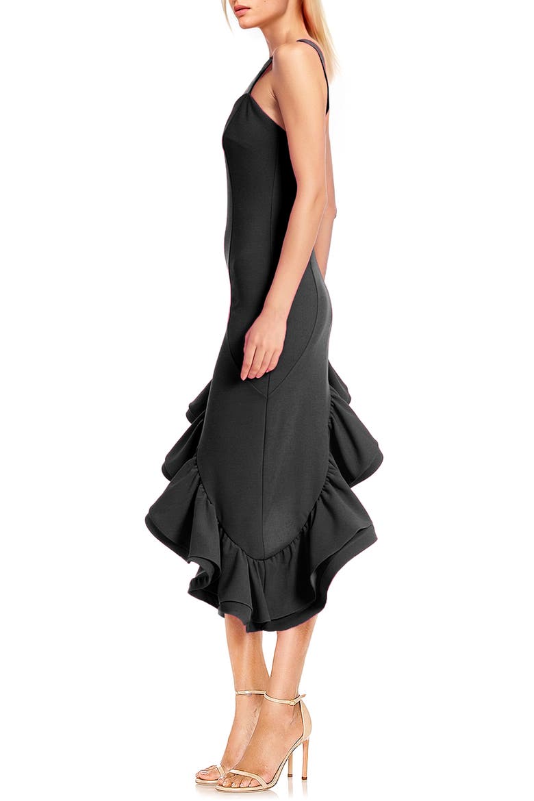 Asymmetric Ruffle Hem Sleeveless Dress, Alternate, color, BLACK