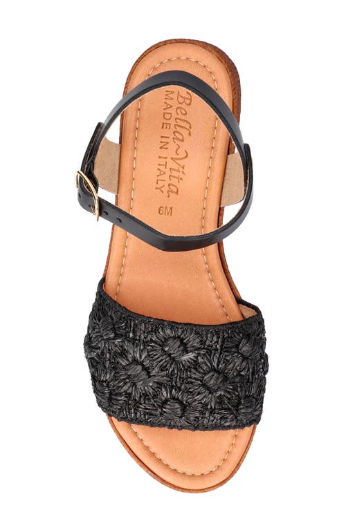 Shop Bella Vita Kea Espadrille Wedge Sandal In Black Floral Raffia-leather