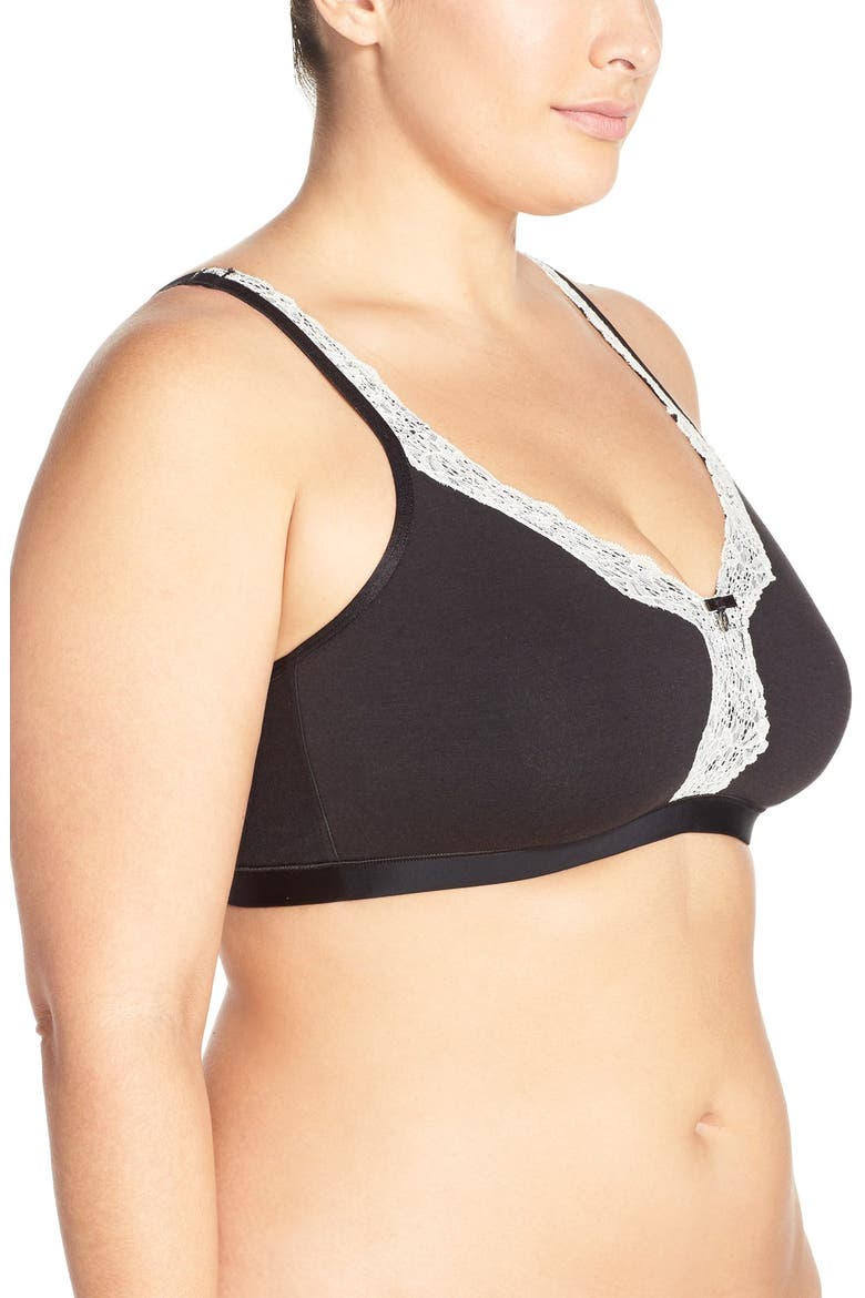 Lace Trim Wireless Bra, Alternate, color, BLACK