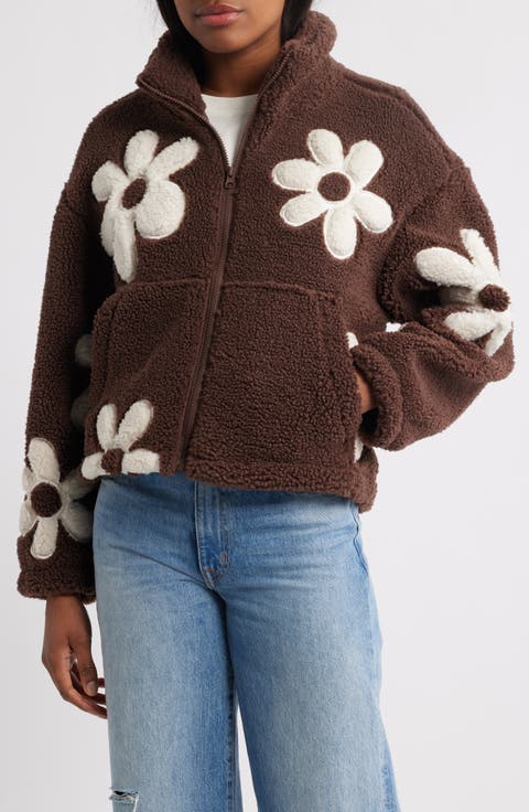 High Pile Fleece Floral Jacket