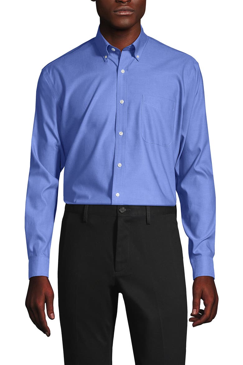 School Uniform  Tailored Fit No Iron Solid Supima Cotton Pinpoint Buttondown Collar Dress Shirt, Main, color, Light French Blue