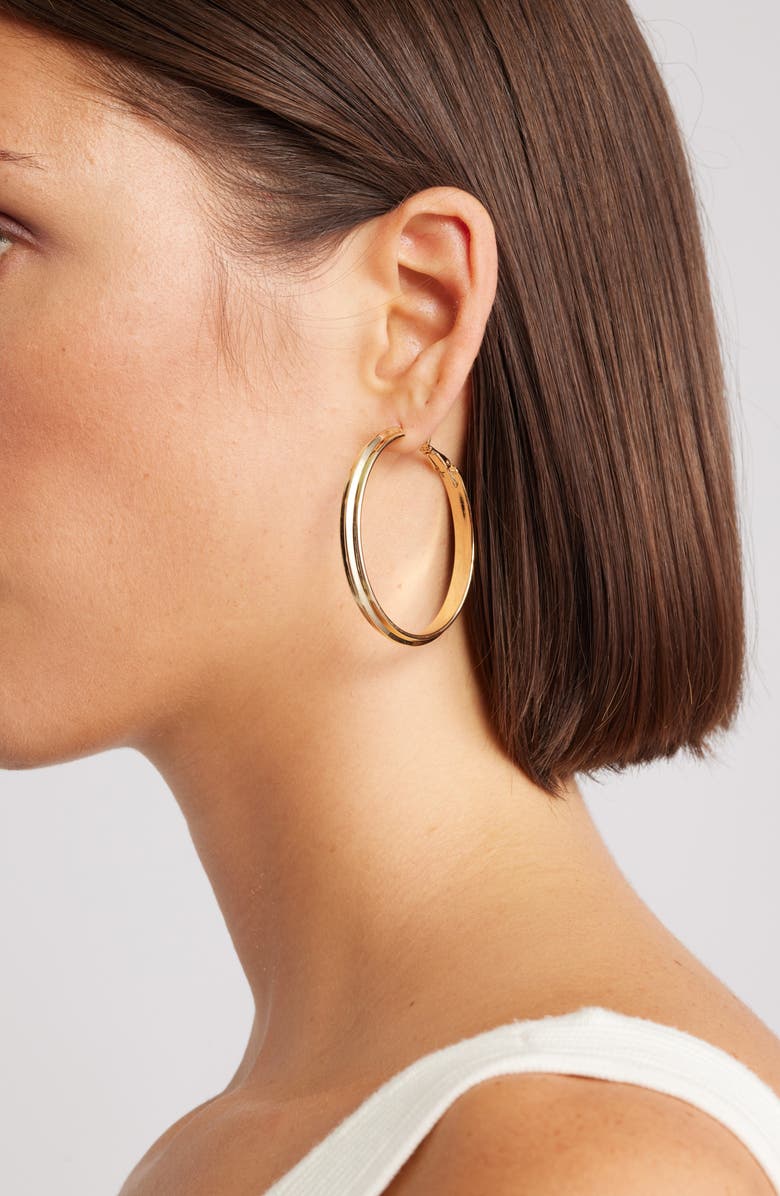 Nordstrom Ridged Hoop Earrings, Alternate, color, Gold