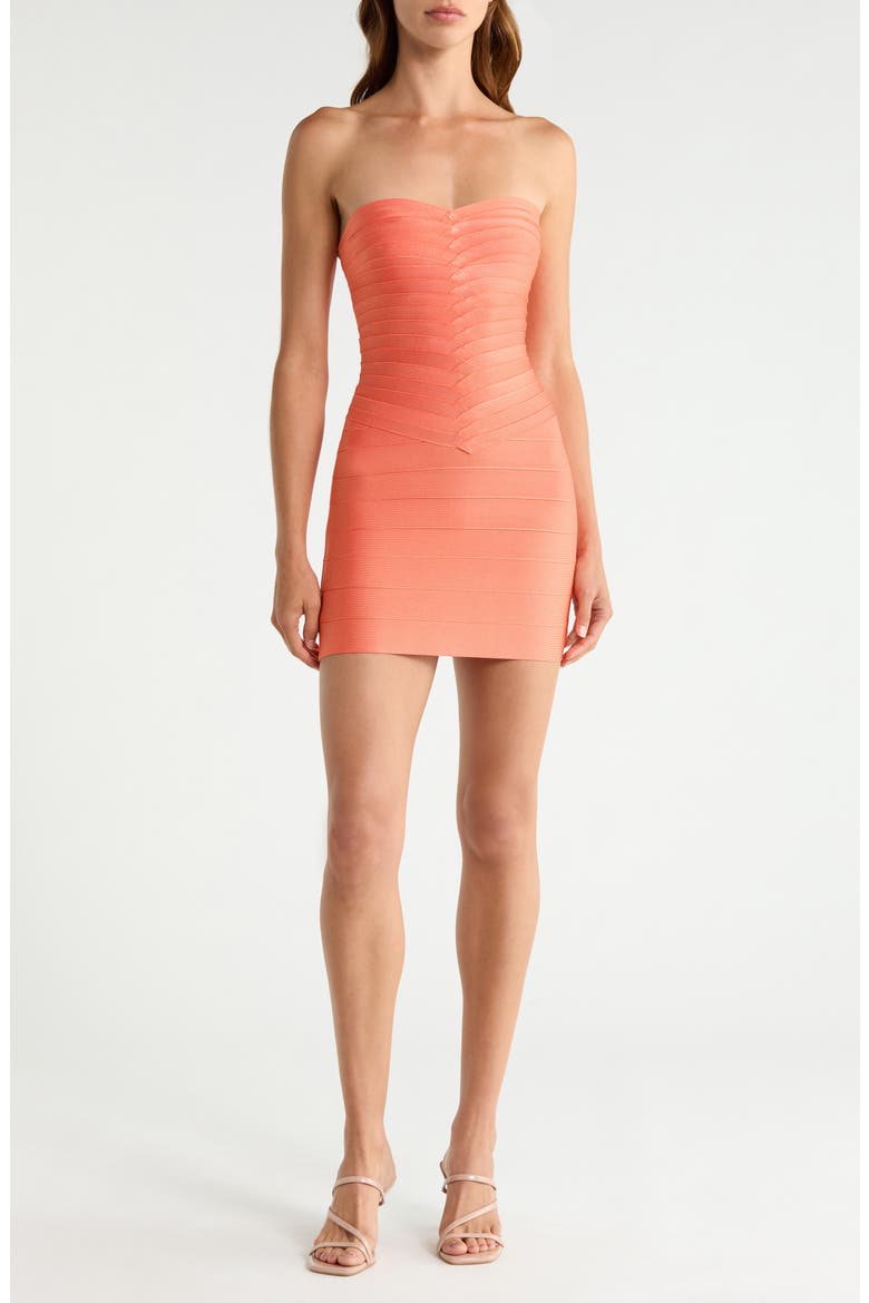 The Sweetheart Strapless Bandage Minidress, Alternate, color, CORAL