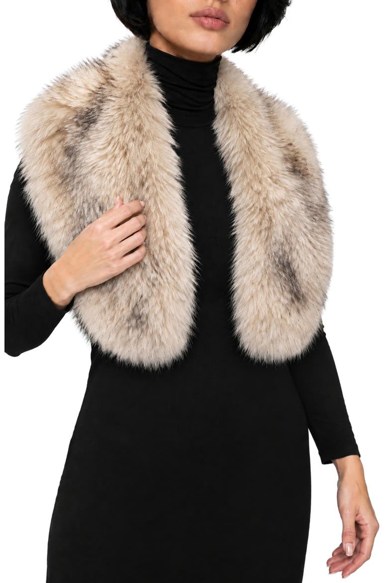 Faux Fur Wrap Scarf, Main, color, BEIGE