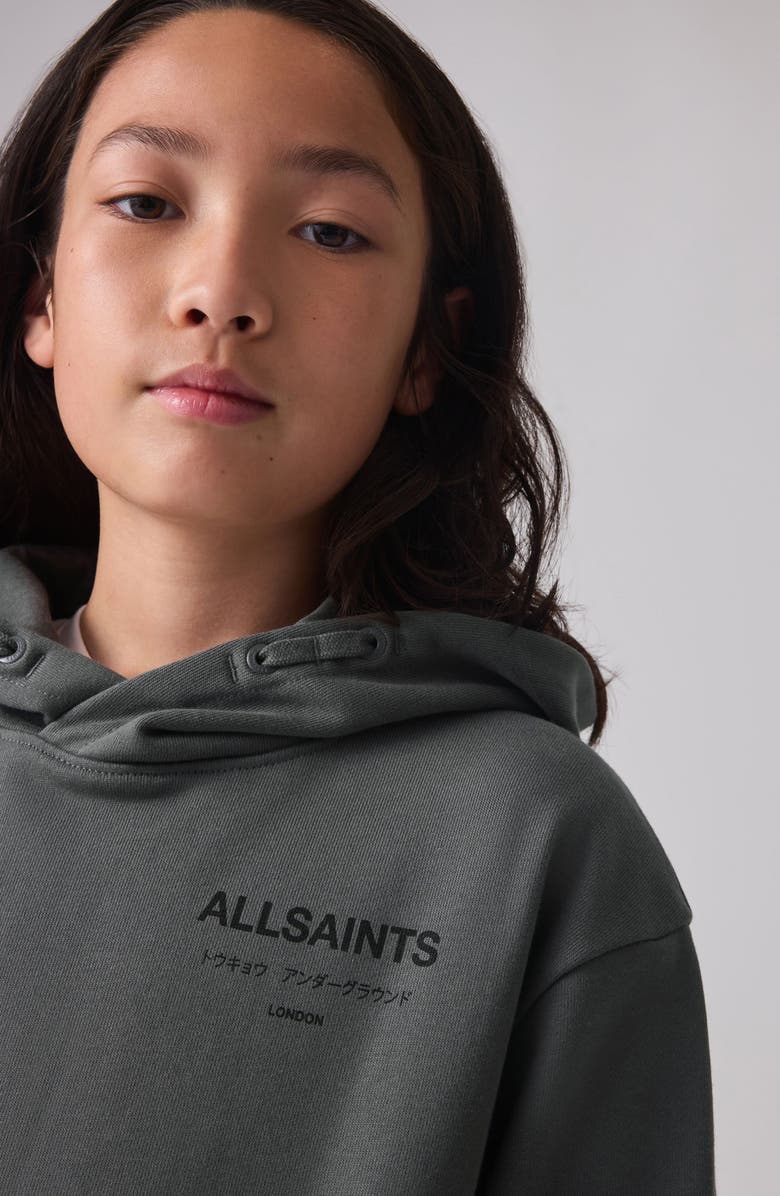 smALLSAINTS by ALLSAINTS Kids' Underground Oversize Logo Hoodie, Alternate, color, Grey