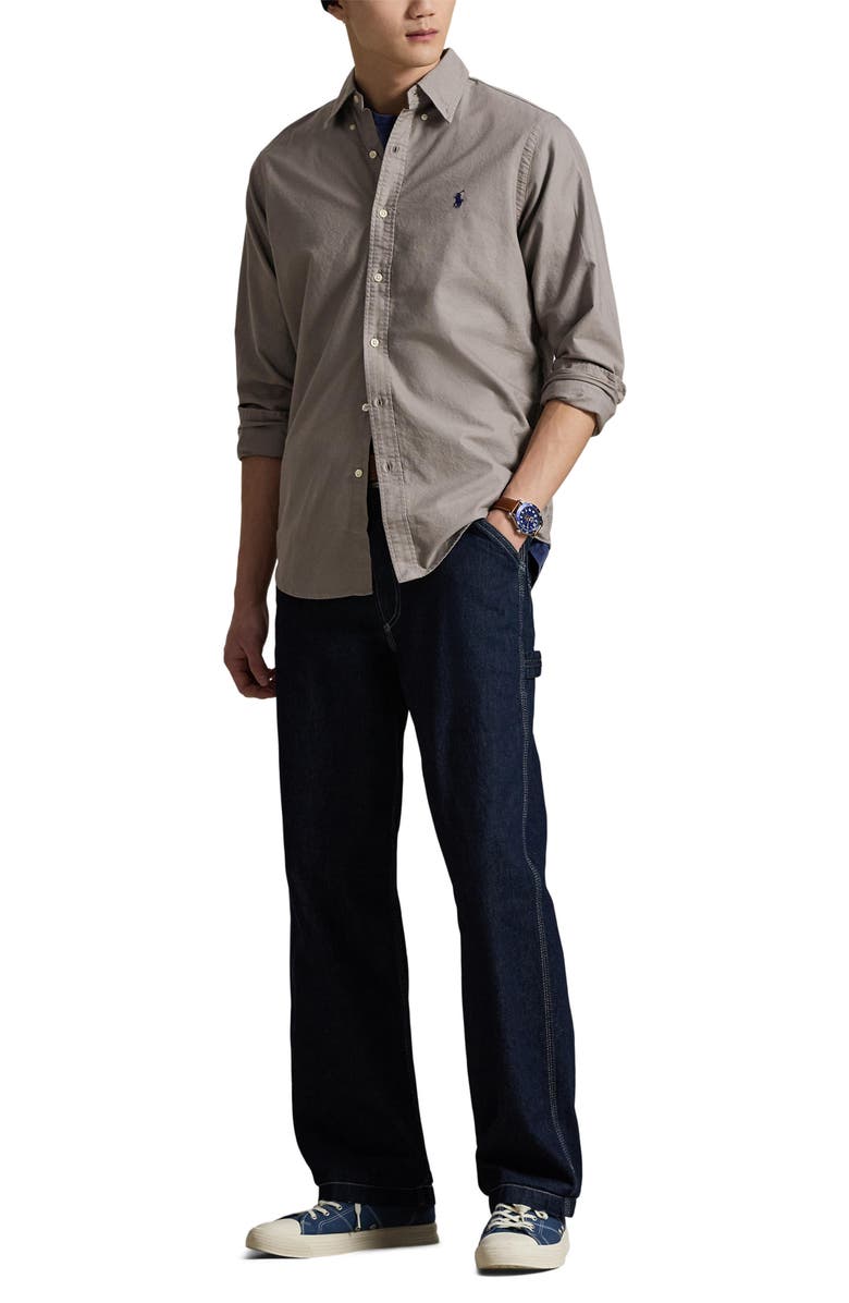 Polo Ralph Lauren Classic Fit Garment Dyed Cotton Button-Up Shirt, Alternate, color, Grey