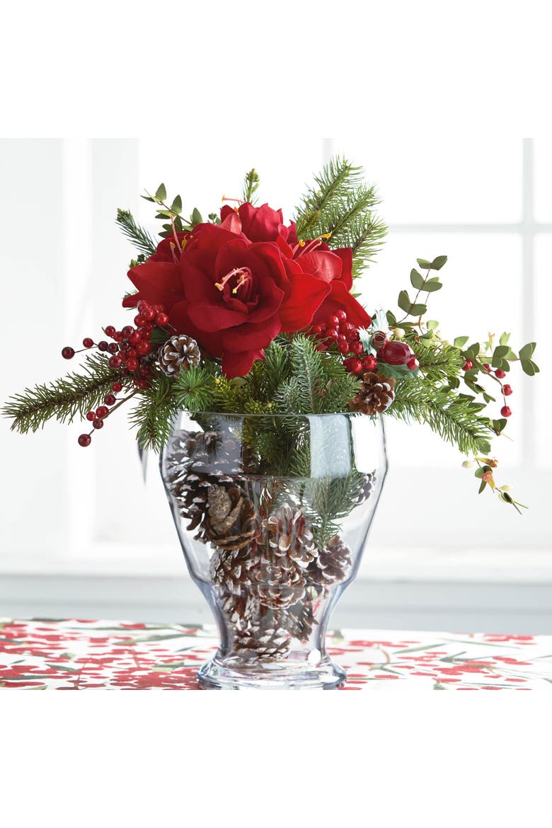 York Clear Glass Decorative Vase for Christmas Decor, Alternate, color, Clear