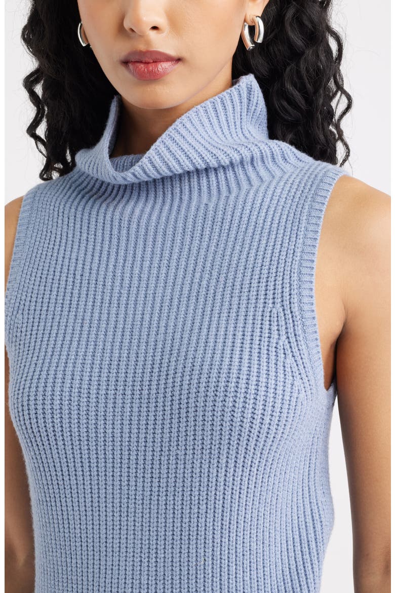Sleeveless Funnel Neck Sweater, Alternate, color, BLUE TEMPEST