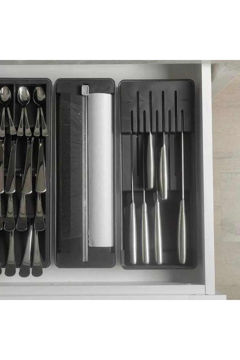 Compact Transparent Kitchen Wrap Dispenser with Cutter, Alternate, color, Black
