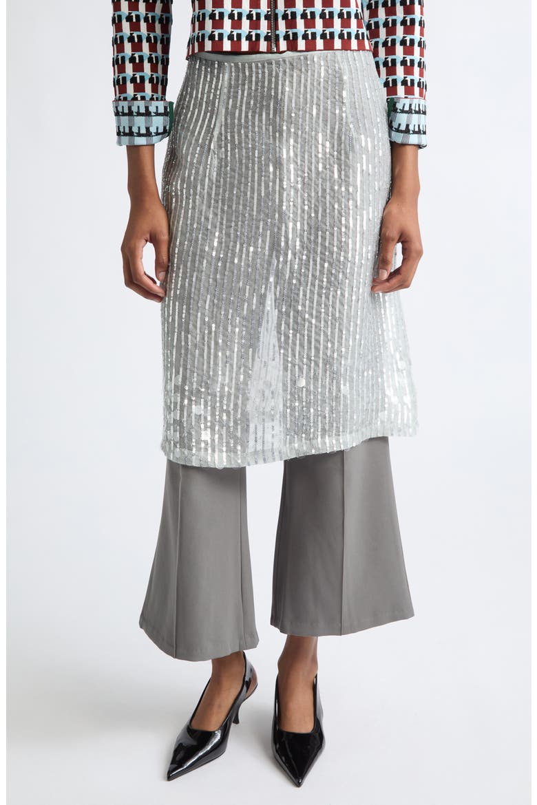 Isabella Sequin Stripe Silk Skirt, Alternate, color, OYSTER