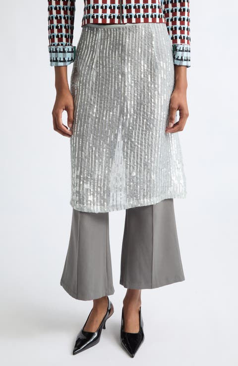 Isabella Sequin Stripe Silk Skirt