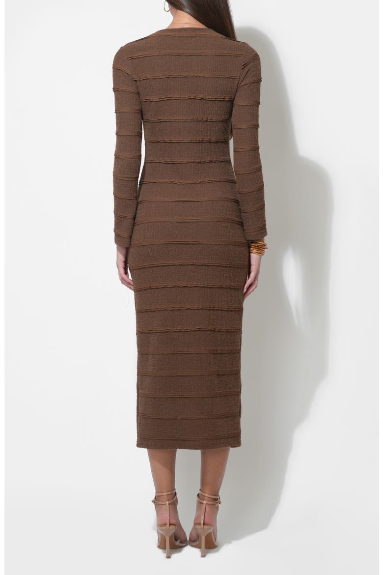 Valerie Textured Stripe Long Sleeve Knit Midi Dress, Alternate, color, CHOCOLATE BROWN
