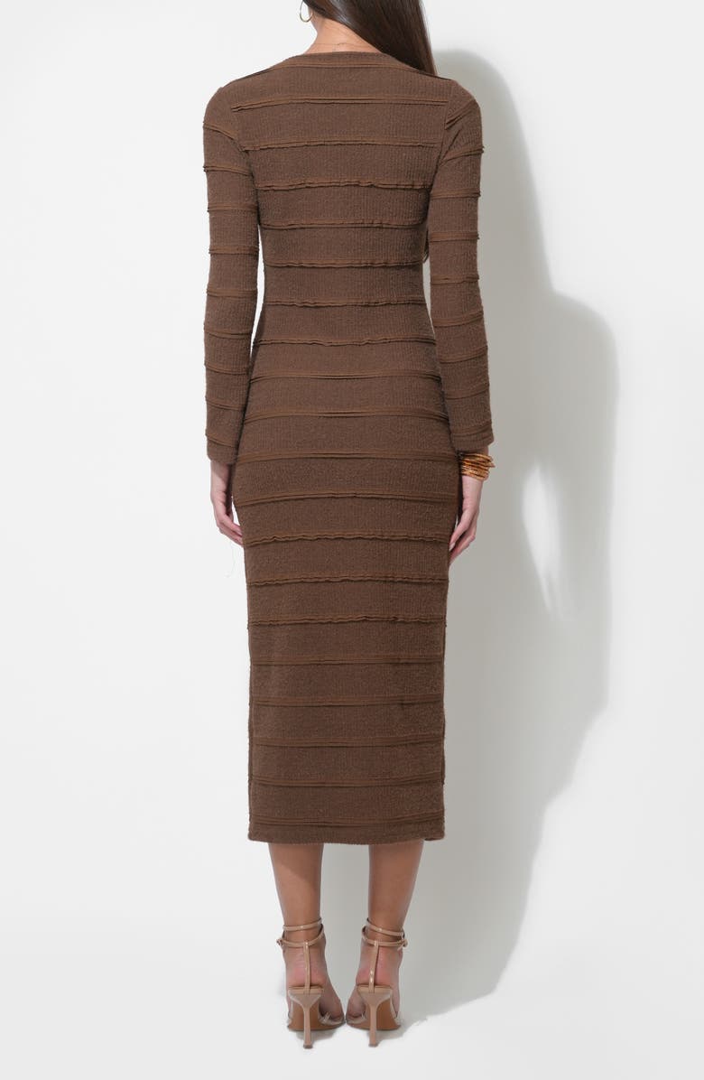 Adelyn Rae Valerie Textured Stripe Long Sleeve Knit Midi Dress, Alternate, color, Chocolate Brown