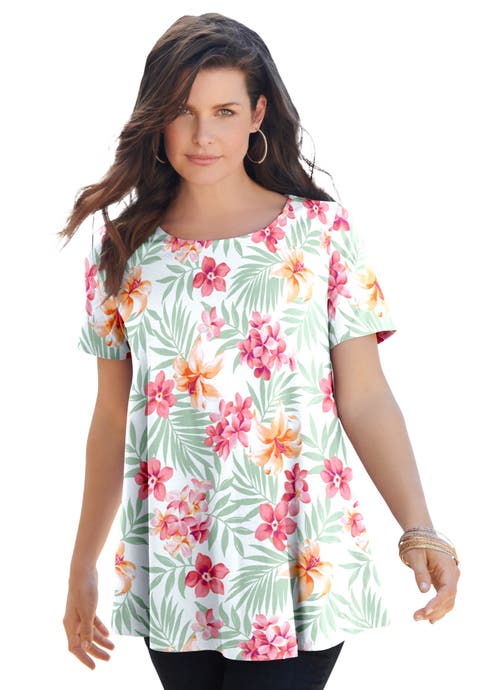 Plus Size Ultimate Cotton Crewneck Short Sleeve Swing Tee (Plus)