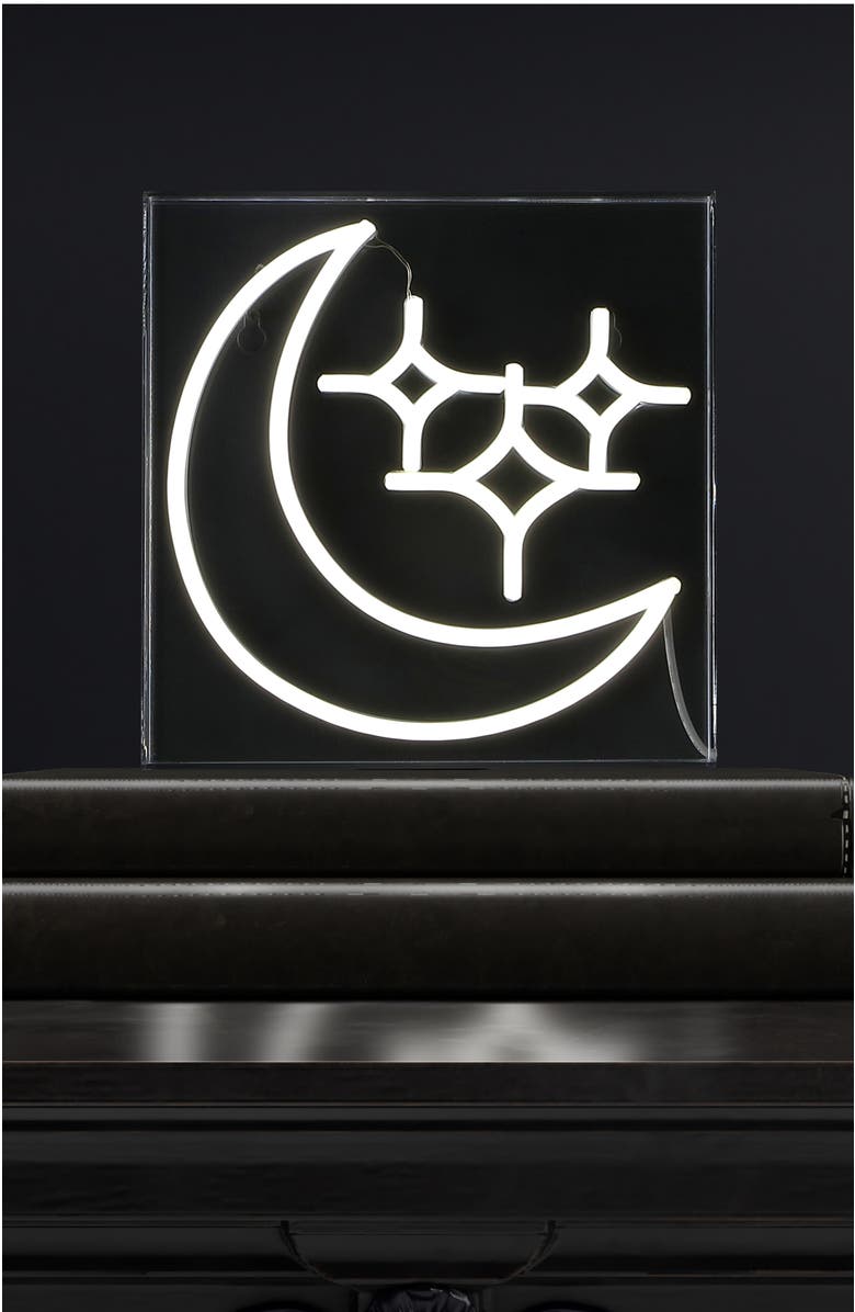 JONATHAN Y Starry Square Contemporary Glam Acrylic Box USB Operated LED Neon Light, Alternate, color, White