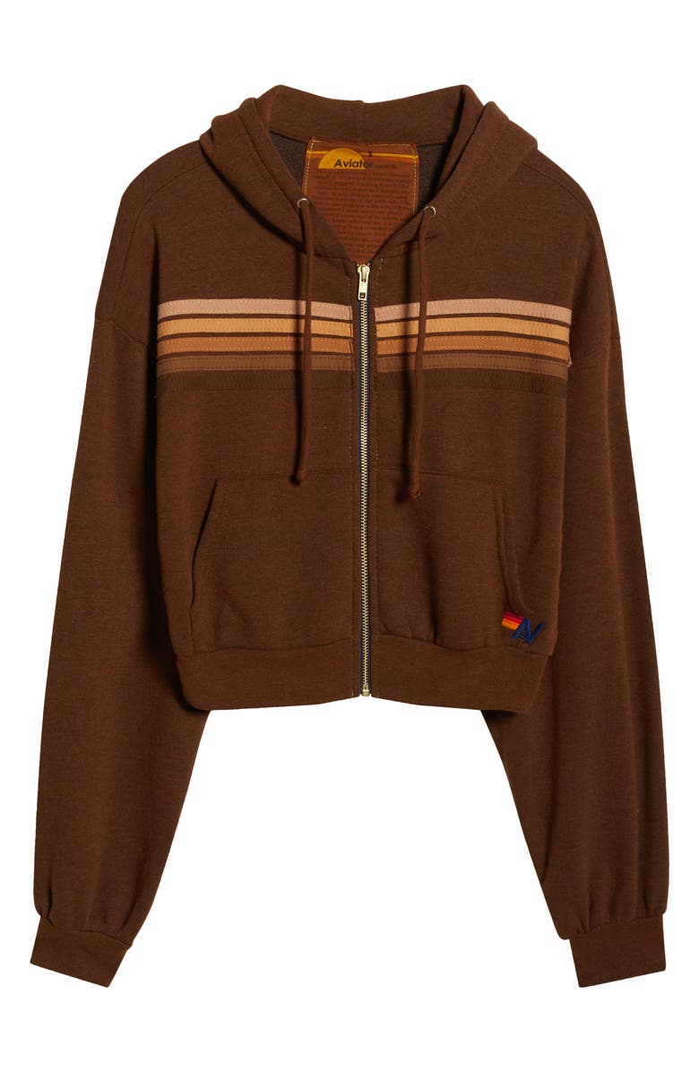 Aviator Nation 5-Stripe Zip Hoodie, Alternate, color, Chocolate/Espresso