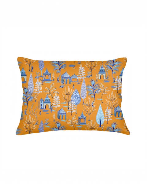 Pagoda Charm Linen Pillow with Down Insert