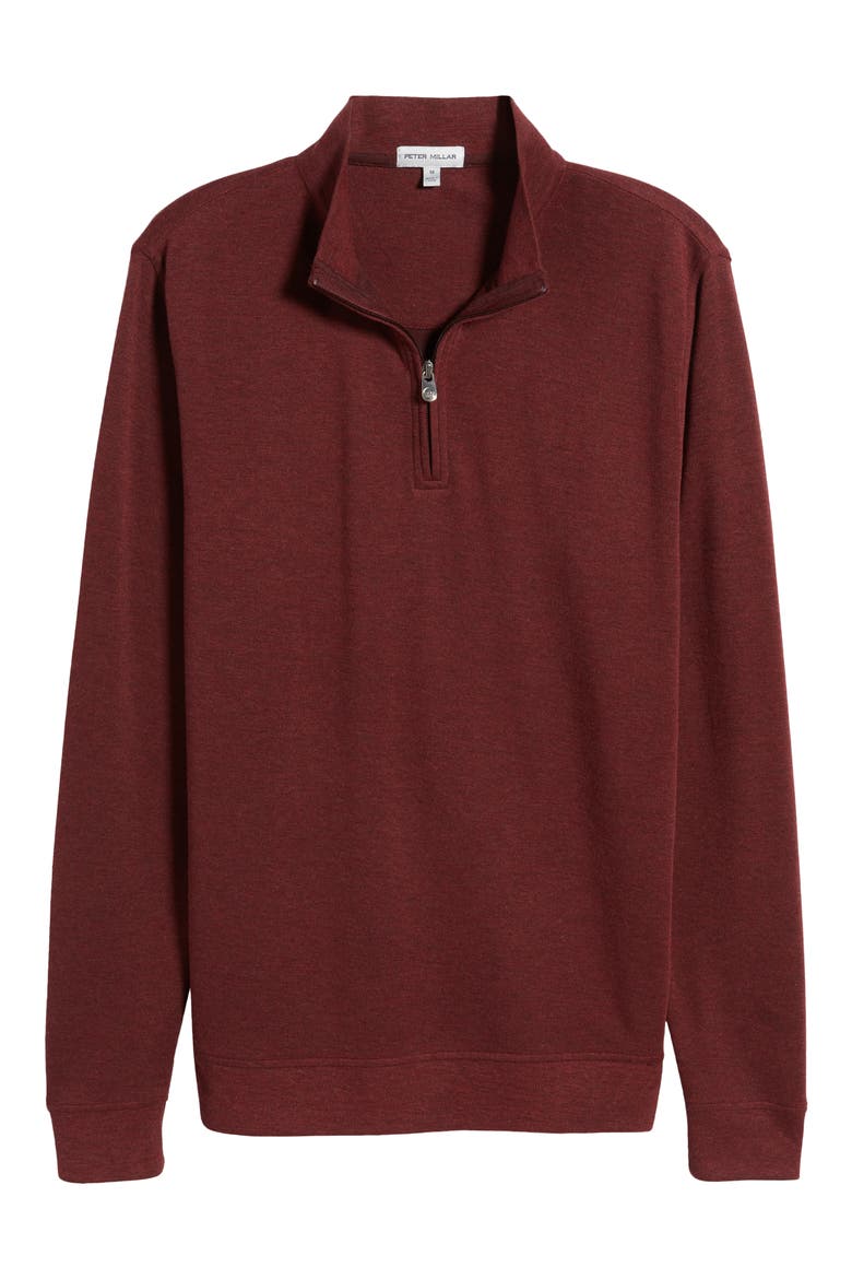 Crown Comfort Piqué Quarter Zip Pullover, Alternate, color, CURRANT