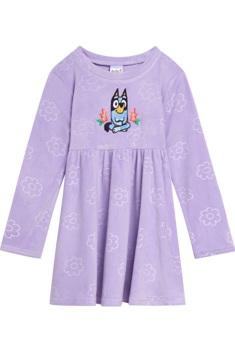 Velour Dress, Main, color, Bluey Purple Floral