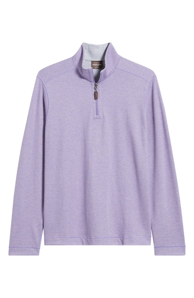 Johnston & Murphy Icon Reversible Cotton Blend Quarter Zip Pullover, Alternate, color, Purple/ Storm