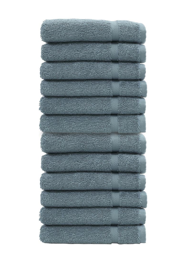 Denzi Washcloths - Set of 12 - Denzi Blue, Main, color, DENZI BLUE