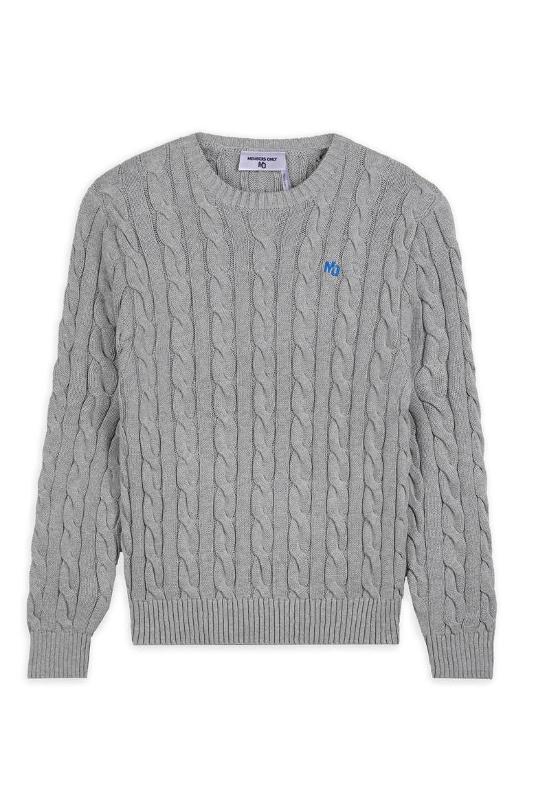 Men's Crew Neck Cable Sweater, Alternate, color, Grey