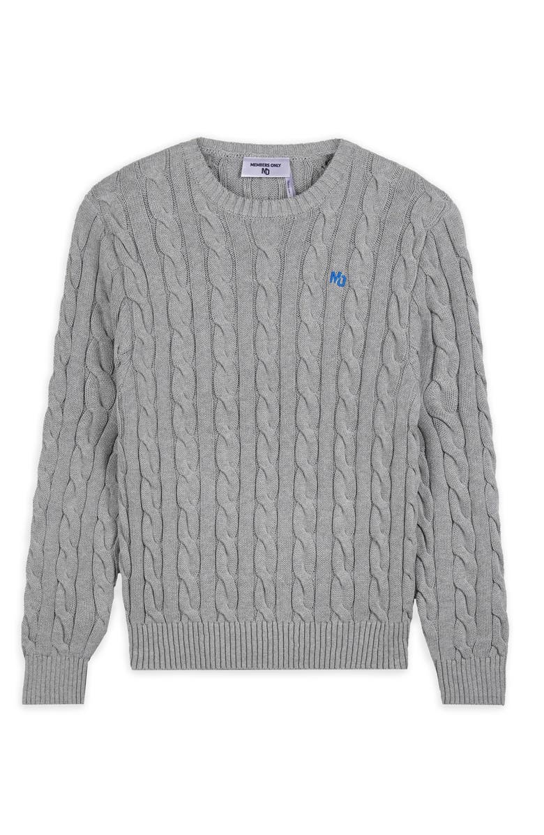 Members Only Men's Crew Neck Cable Sweater, Alternate, color, Grey