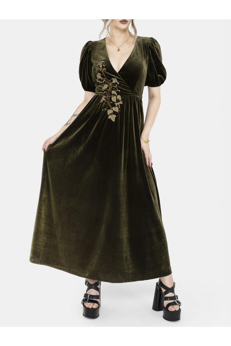 Noura Floral Dragonfly Midaxi Dress, Main, color, Green