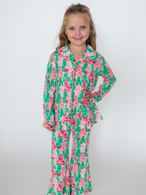 Rufflebutts Holiday Ruffle Flare Pajama Set In Multi