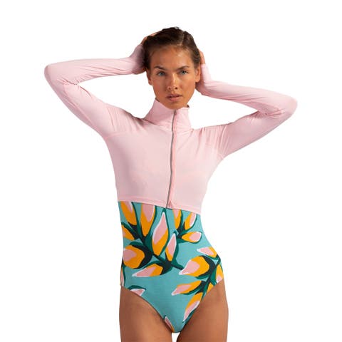 Women's Full Zip Crop Top Sun Shirt