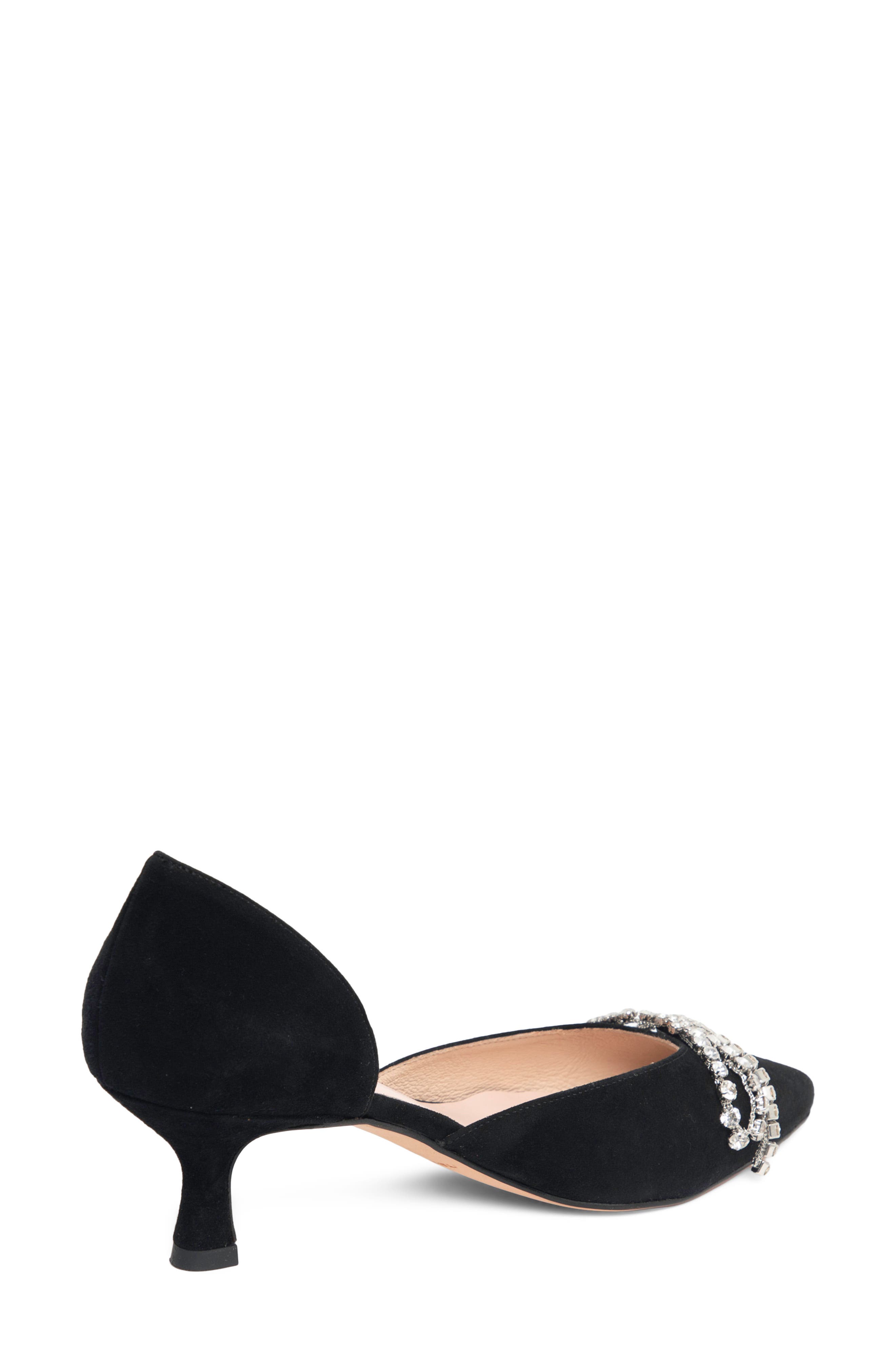 Bella Crystal Bow d'Orsay Pump, Alternate, color, BLACK SUEDE