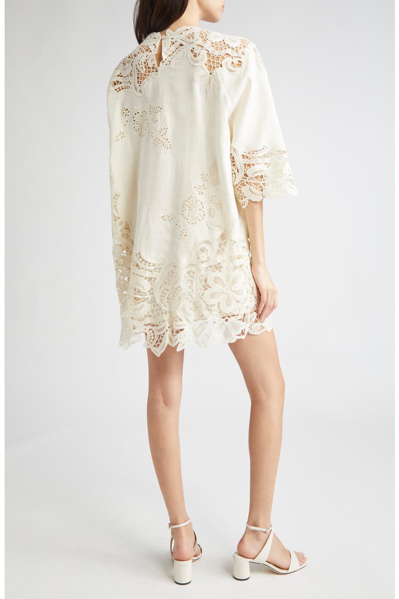 Brinna Lace Trim Linen Top, Alternate, color, PRISTINE