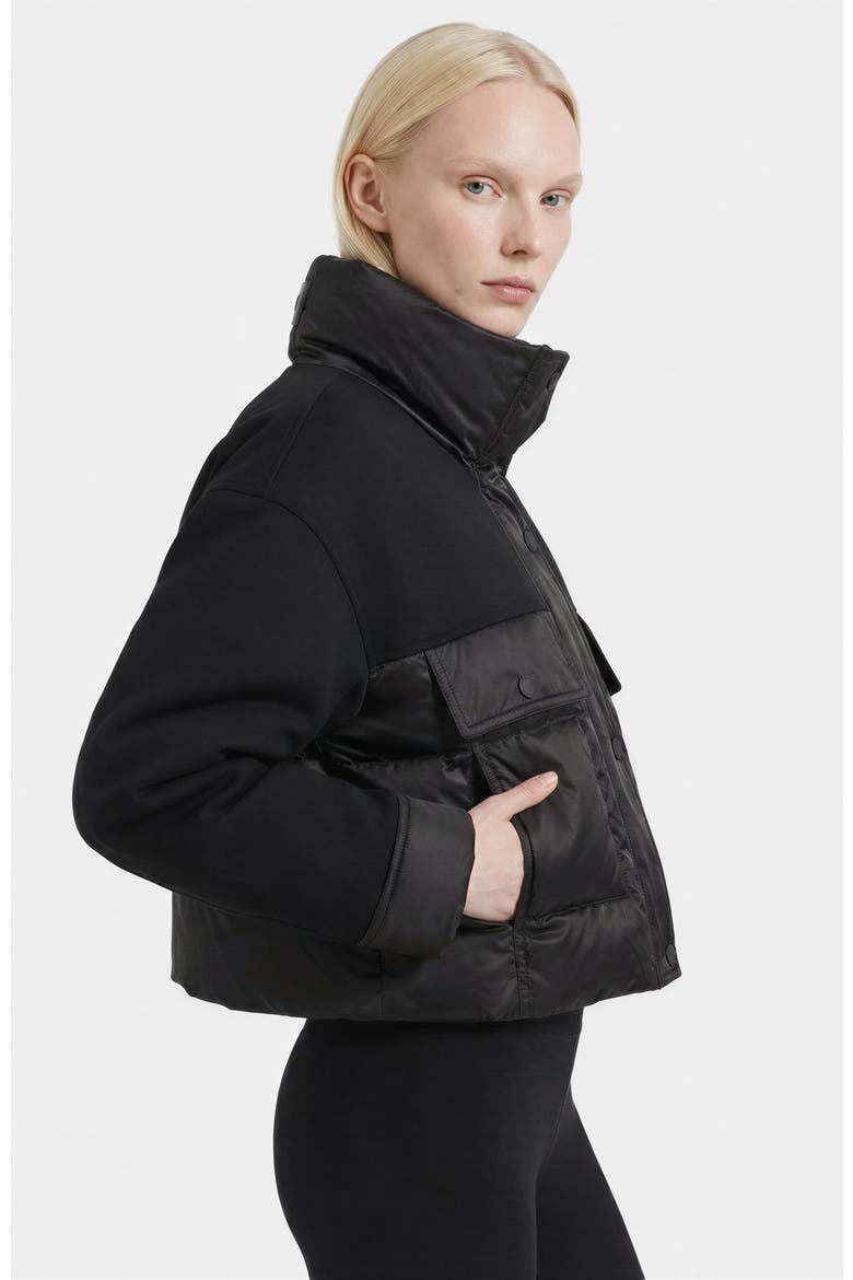Rome Mixed Media Down Jacket, Alternate, color, Black