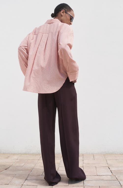 Mango Oversize Stripe Button-up Shirt In Red
