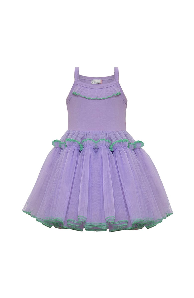 Mini Celebrities Aster Strappy Tulle Dress, Alternate, color, Purple Bloom