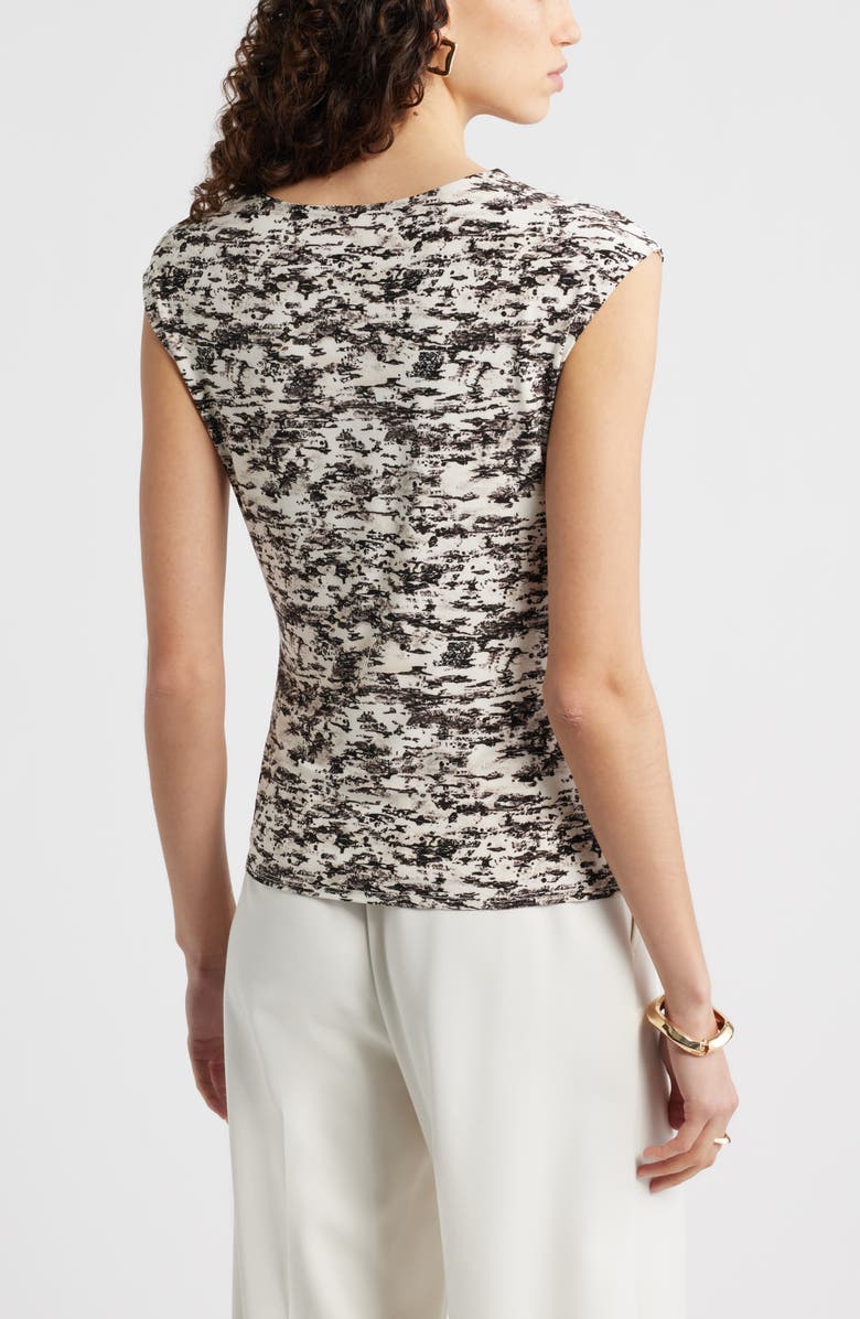 Nordstrom Twist Front Cap Sleeve Top, Alternate, color, Ivory- Brown Textural