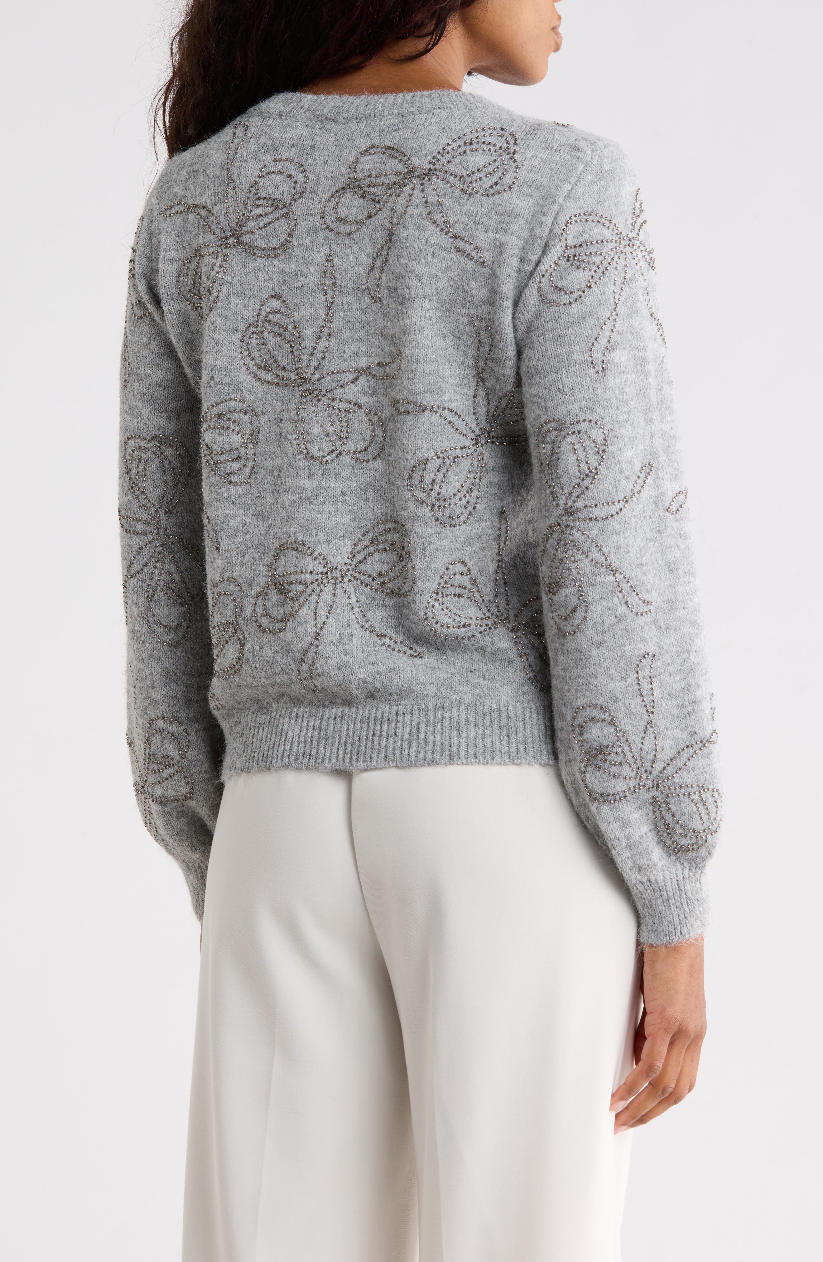 Bow Detail Embellished Cardigan