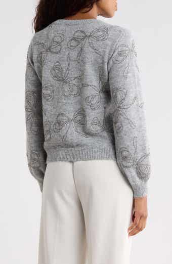 Bow Detail Embellished Cardigan