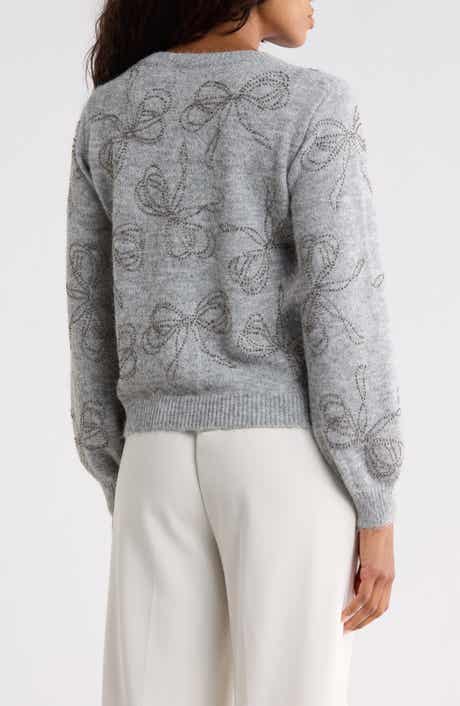 Bow Detail Embellished Cardigan