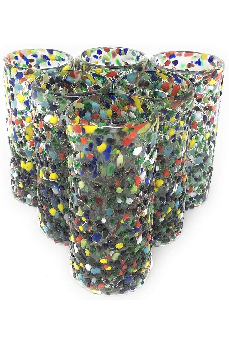 Confetti Rock Tequila Shot Glasses - Set of 6, Main, color, Confetti